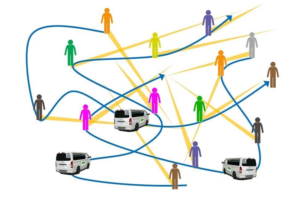 Convehicle的運行計劃示意圖。乘車(chē)點(diǎn)大多設置在垃圾回收站（注1）附近，僅需從家出門(mén)扔垃圾的距離便可使用Convehicle。